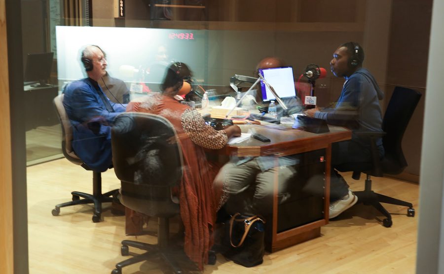 This is Nashville” host Khalil Ekulona speaks with guests during a live broadcast from WPLN on June 7. The show’s theme for the day was jazz music in Nashville.