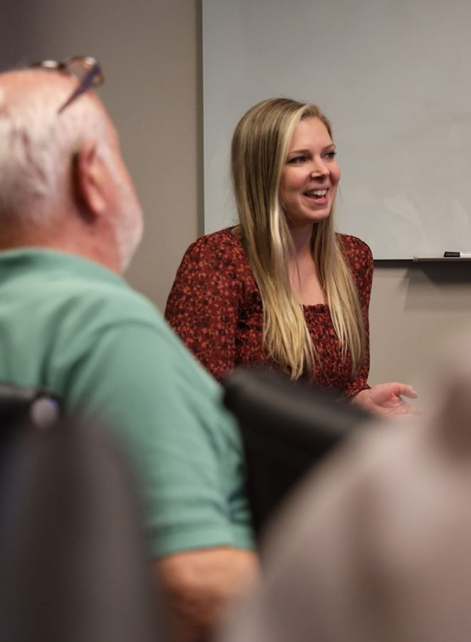 Meg Wrather, managing editor for the Nashville Business Journal, shares advice with WKU Exposure students.